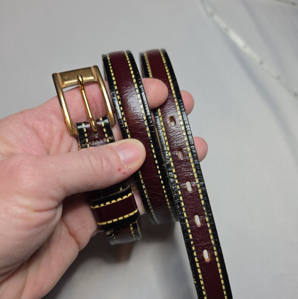 Vintage Bootmakers Finish Bridle Leather Belt Size 30 Two-Tone Burgundy Black